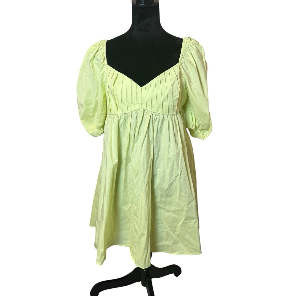 Forever 21 Light Green Puff Sleeve Mini‎ Dress Size XL Party Beach Vacation Date